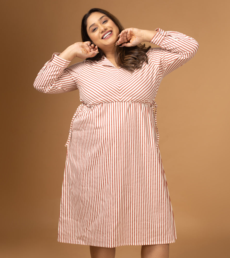 Sizeupp | Plus Size  Dress For Women | XL - 7XL | 100% Cotton | Print | Beige